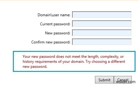 Làm thế nào để thay đổi mật khẩu đã hết hạn thông qua truy cập web từ xa trên máy tính để bàn trên Windows Server? 