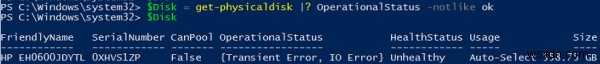 Thay thế một đĩa vật lý không thành công trong không gian lưu trữ trực tiếp trên Windows Server 2016 