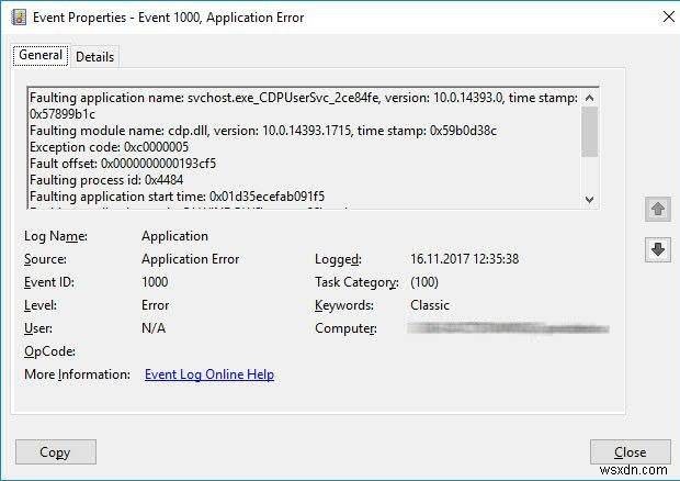 Khắc phục:CDPUserSvc đã ngừng hoạt động trong Windows 10 / Windows Server 2016 