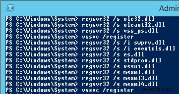 VSS Writer không thành công:Đăng ký lại VSS Writers trên Windows Server 