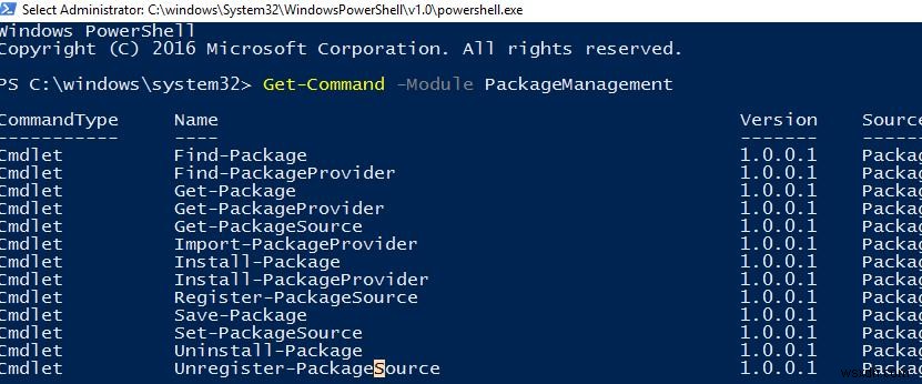 Sử dụng PowerShell PackageManagement trong Windows 10 