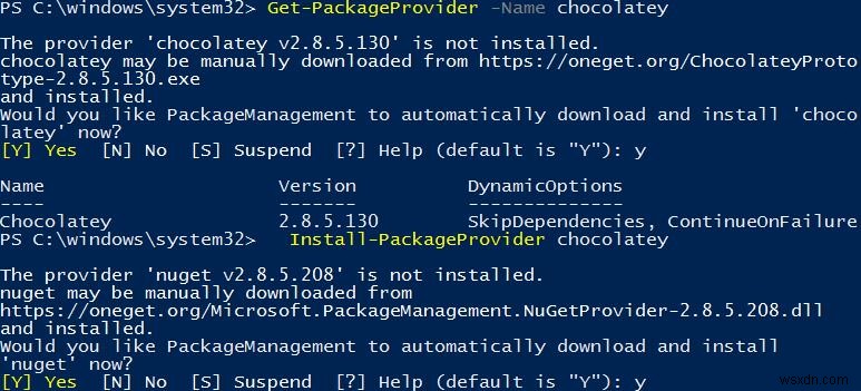 Sử dụng PowerShell PackageManagement trong Windows 10 