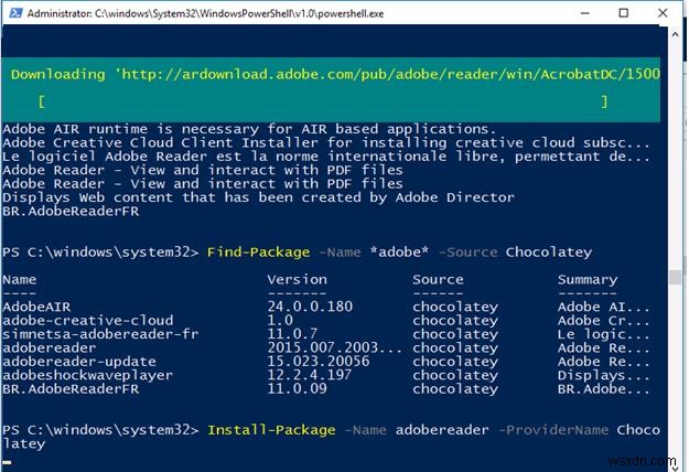 Sử dụng PowerShell PackageManagement trong Windows 10 