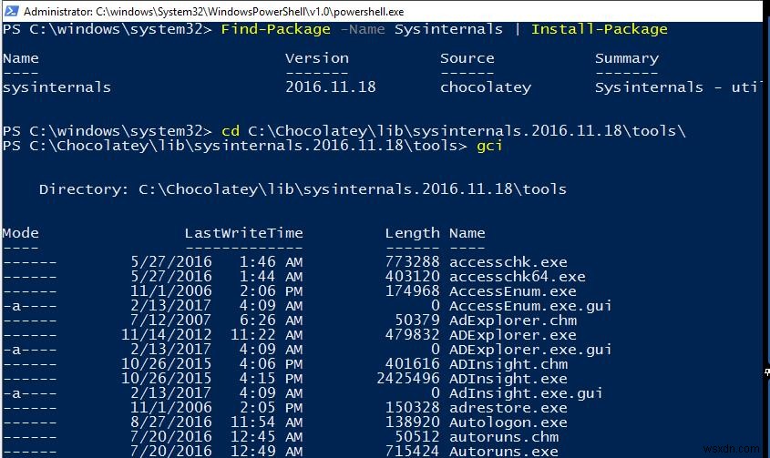 Sử dụng PowerShell PackageManagement trong Windows 10 