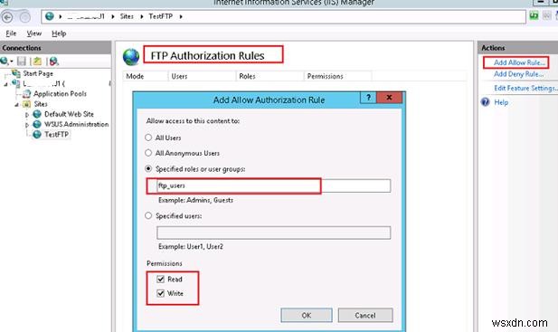 Định cấu hình máy chủ FTP với cách ly người dùng trên Windows Server 2016/2012 R2 