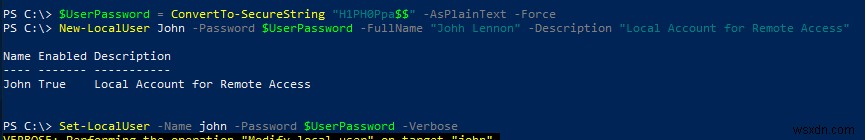 Quản lý người dùng và nhóm cục bộ bằng PowerShell 