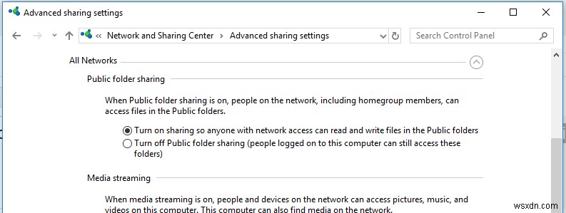 Chia sẻ tệp ẩn danh và máy in mà không cần mật khẩu trong Windows 10 / Server 2016 