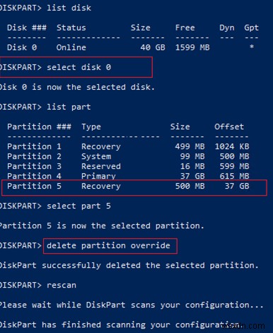 Mở rộng khối lượng bị chặn bởi phân vùng khôi phục trên Windows 10 