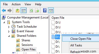 Làm thế nào để xem và đóng tệp đang mở trong Windows Server SMB Share? 