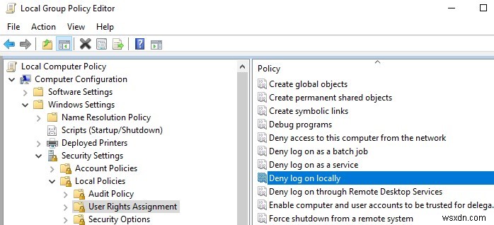 Windows:Chặn quyền truy cập mạng từ xa cho tài khoản người dùng cục bộ 