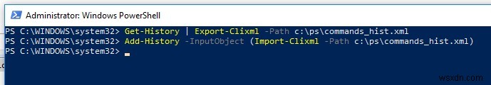 Lịch sử lệnh trước trong Bảng điều khiển PowerShell 