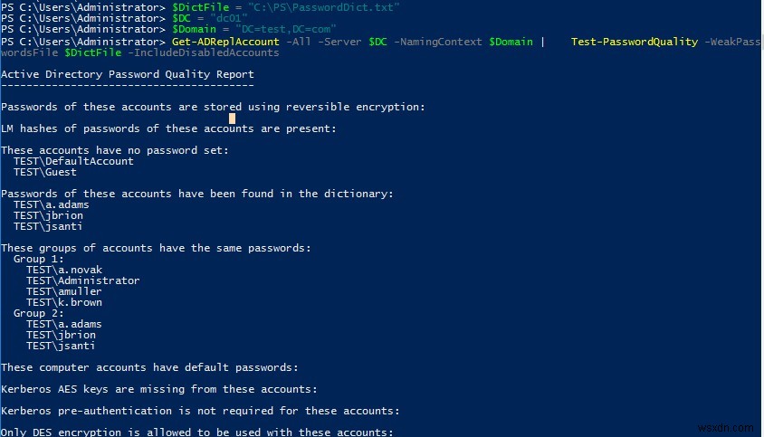 Kiểm tra mật khẩu yếu trong Active Directory 