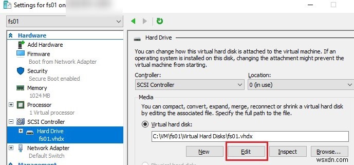 Làm thế nào để mở rộng hoặc thu nhỏ đĩa cứng ảo trên Hyper-V? 