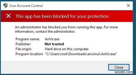 UAC:Ứng dụng này đã bị chặn để bảo vệ bạn trên Windows 10 