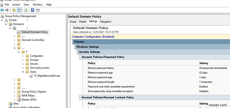 Định cấu hình chính sách mật khẩu miền trong Active Directory 