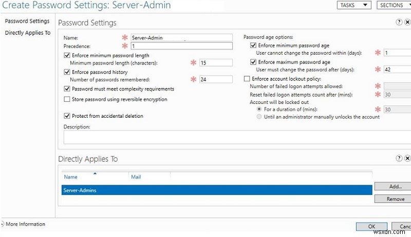 Định cấu hình chính sách mật khẩu miền trong Active Directory 