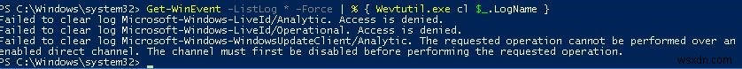 Cách xóa nhật ký sự kiện của Windows bằng PowerShell hoặc Wevtutil 