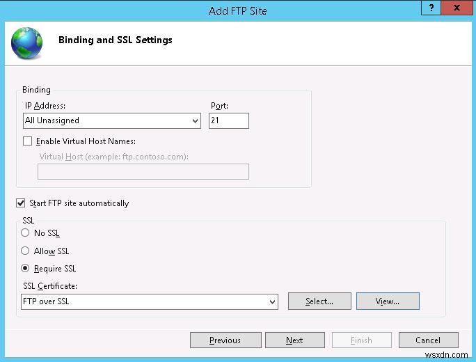 FTP qua SSL (FTPS) trên Windows Server 2012 R2 