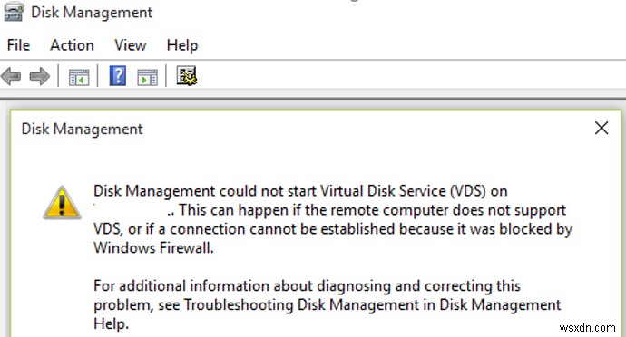 Không thể bắt đầu hoặc kết nối với dịch vụ đĩa ảo trong quản lý đĩa 