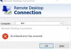 Đã xảy ra lỗi nội bộ:Lỗi kết nối máy tính từ xa 