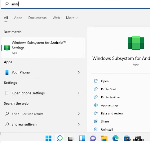 Hệ thống con Windows dành cho Android:Chạy Ứng dụng Android trên Windows 11 