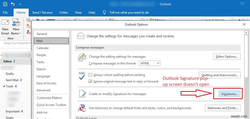 Khắc phục:Nút “Chữ ký” không hoạt động trong Outlook 2013/2016 