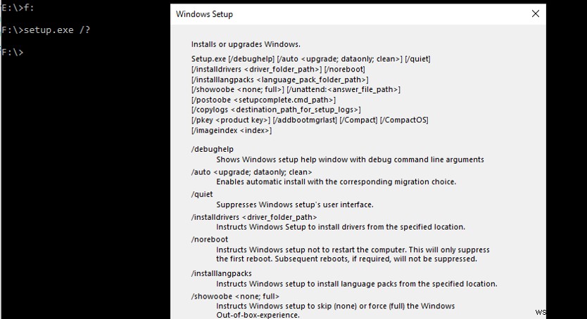 Nâng cấp Windows 10 Build với Công tắc dòng lệnh Setup.exe 