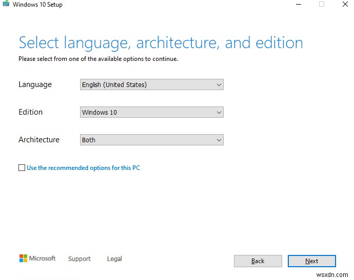 Nâng cấp Windows 10 Build với Công tắc dòng lệnh Setup.exe 