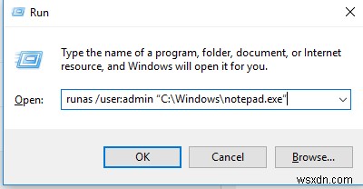 Làm thế nào để chạy một chương trình với tư cách là một người dùng khác (RunAs) trong Windows 10? 