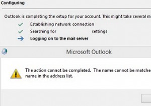Outlook:Tên không thể khớp với tên trong danh sách địa chỉ 
