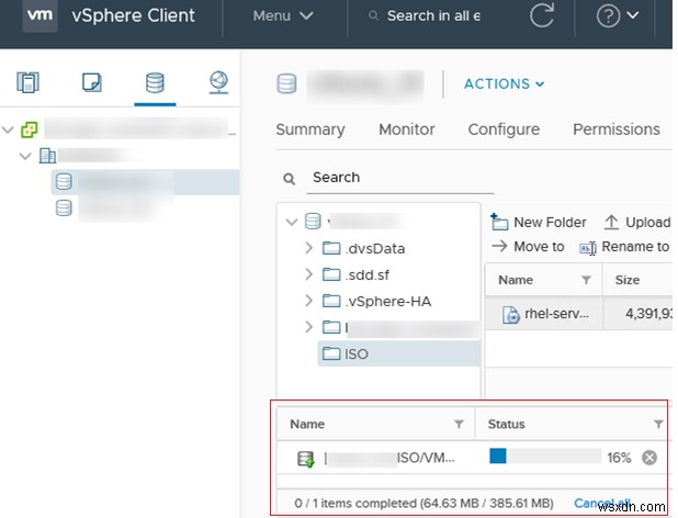 VMWare vSphere:Không tải được tệp lên kho dữ liệu 