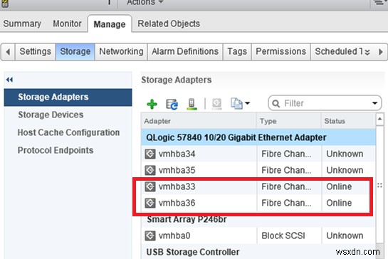 VMWare ESXi không phát hiện bộ điều hợp FC HBA 