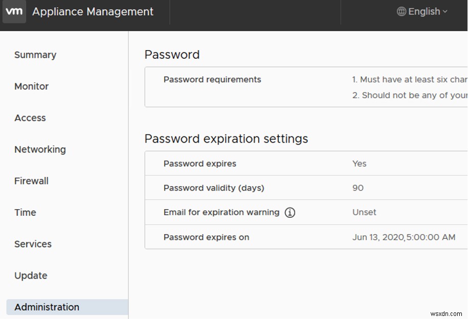 VMWare vSphere:Quản lý Cài đặt Hết hạn Mật khẩu 