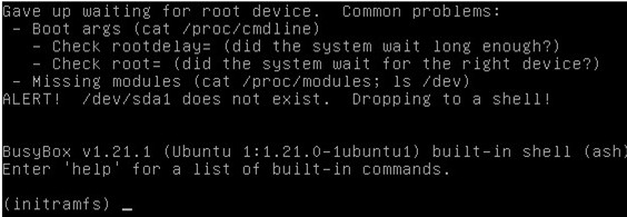 Ubuntu / Mint / Kali khởi động đến Initramfs Nhắc trong BusyBox 