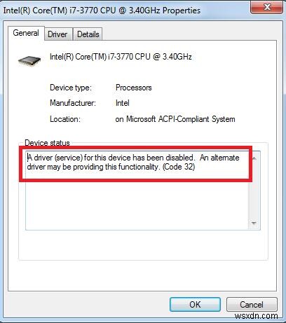 Khắc phục lỗi mã 32:Trình điều khiển cho thiết bị này đã bị vô hiệu hóa 