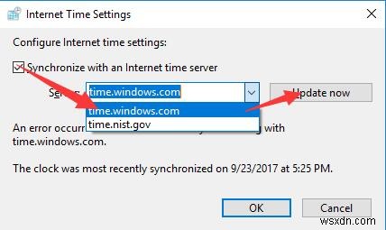 Đã sửa lỗi:Thời gian không đồng bộ hóa và cập nhật trên Windows 10 