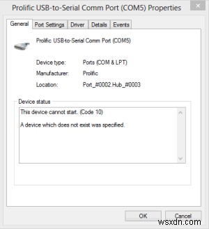 Sửa lỗi Prolific USB to Serial Comm Port Driver Error trên Windows 10/11 