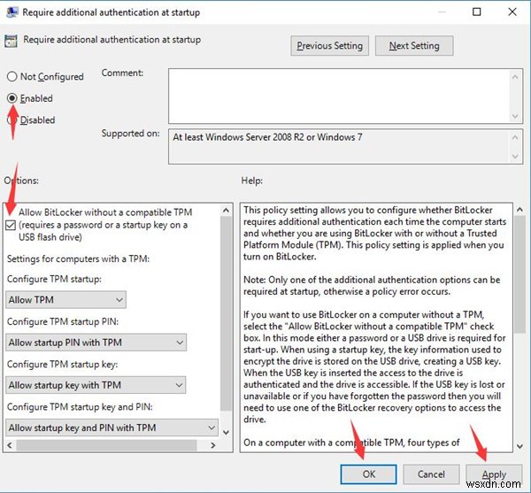 Sử dụng BitLocker mà không có Mô-đun nền tảng đáng tin cậy (TPM) 