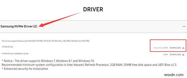 Tải xuống và cập nhật Trình điều khiển Samsung NVMe trên Windows 11, 10, 8 và 7 