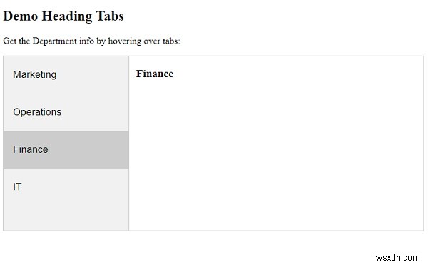 Làm cách nào để thay đổi các tab khi di chuột bằng CSS và JavaScript? 