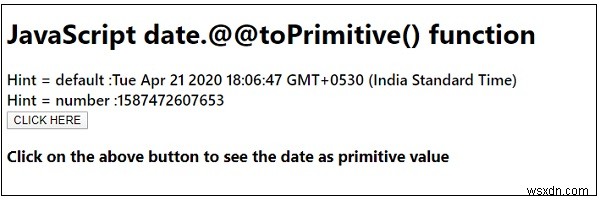 JavaScript date. @@ toPrimitive () function 