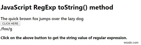 Phương thức JavaScript RegExp toString () 