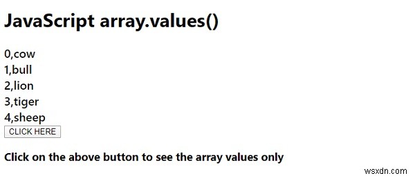 JavaScript array.values ​​() 