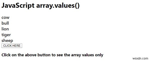 JavaScript array.values ​​() 
