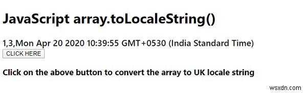Hàm array.toLocaleString () trong JavaScript 