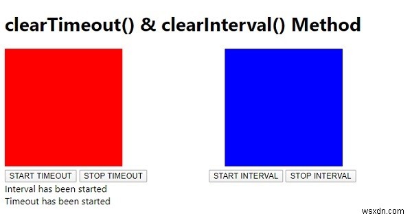 Phương thức JavaScript clearTimeout () &clearInterval () 