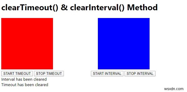 Phương thức JavaScript clearTimeout () &clearInterval () 