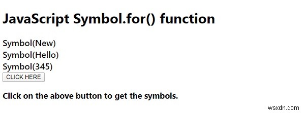 Hàm JavaScript Symbol.for () 