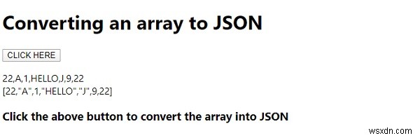 JavaScript Chuyển một mảng thành JSON 