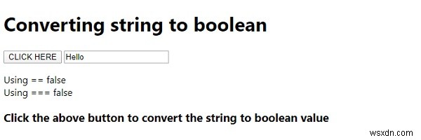 JavaScript Chuyển đổi một chuỗi thành boolean 